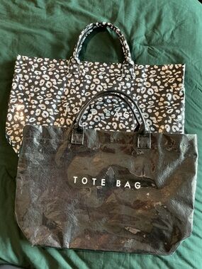 2-Piece Tote Bag Set | Leopard Print + Black Gloss | Everyday Carry